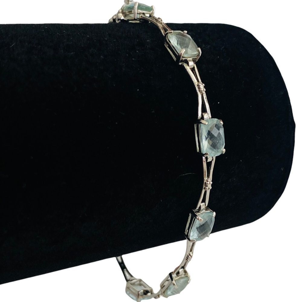 10k 10kt White Gold Aquamarine Bracelet